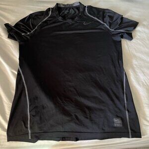 Nike Pro Shirt Men medium Black Athletic Training Dri fit Fitted Polyester M